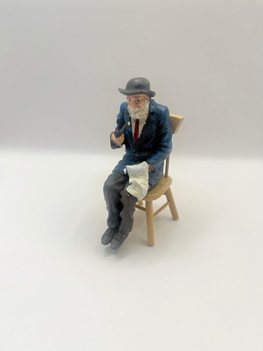 Dolls house seated resin man - house,