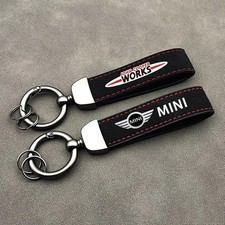 Mini Cooper Keyring Black Suede Leather for Mini Cooper S JCW R53 R56 F56 F66