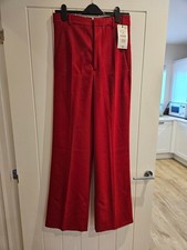 Zara Red High Waisted Wide Leg Tailored Dress Pants Women Size Medium New