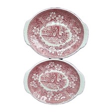 Royal Tudor Ware, Coaching Taverns 1828, Small Serving Dish/Plate, Red Design X2