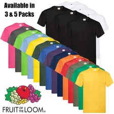 3 & 5 Pack Mens Fruit Of The Loom 100% Cotton Plain Tee Shirts T Shirt T-Shirts