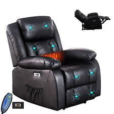 ELECTRIC RECLINER ARMCHAIR 8 POINT HEATED LEATHER MASSAGE RECLINER CHAIR SOFA