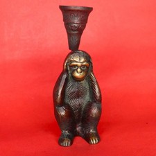 Handmade Brass Monkey Candle Holder Figurine Statue Unique Home Decor Sculpture