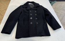 Amazing warm Schott NYC Classic Melton Wool Navy Pea Coat 740N Made in the USA