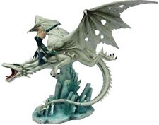 Majestic Elf And Ice Dragon Gothic Statue Enchanting Ornament Fantasy Sculpture