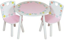 Girl Kids Childs Country Cottage Table & 2 Chairs Set Nursery Flowers Polka Dot