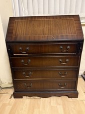 Vintage Writing Teal Bureau Desk Mid 20th Century Mahogany 