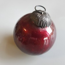 Vintage glass kugel Christmas tree bauble ornament ruby red 7cm crackle lustre