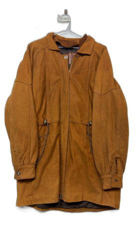 Rpa brown leather parka coat - brown,