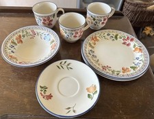 Staffordshire Tableware & Tea Calypso  Set x4 plates x1 bowl & x3 cups