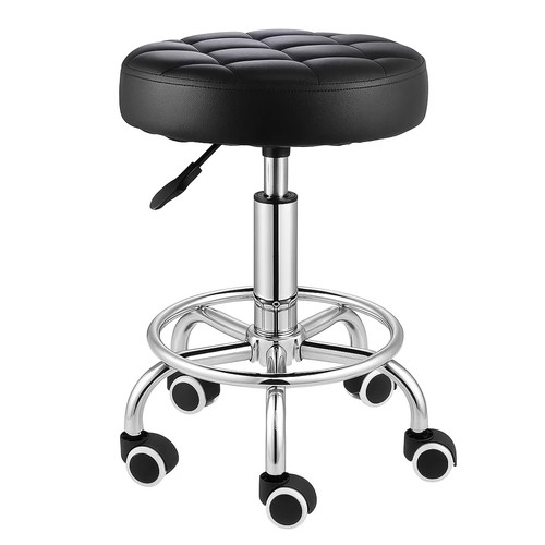 Leather rolling stool with - leather,