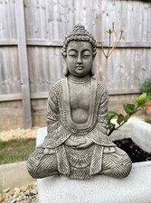 Yang Buddha Stone Statue | Oriental Monk Outdoor Garden Ornament Decoration