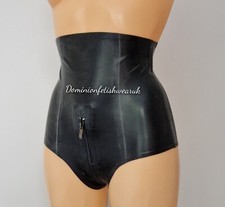UK MADE Latex Pants High Waist Zipper black rubber Ladies Briefs Fetish Wear