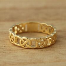Yellow Gold Plated on Real 925 Sterling Silver Band/Thumb Ring Celtic Knot Ring
