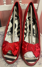 Womens Red Sequin Peep Toe PARTY Shoes - High Heels - size UK 7 - NEW