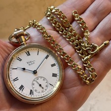 Waltham USA Traveler size 16s Gold-Plated Pocket Watch & Chain - Serviced