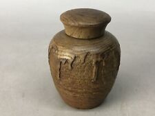 Y8532 TEA CADDY wood carving wooden container Japan Tea Ceremony utensil antique