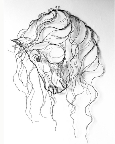Wire wall hand made - hand, horse