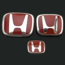 3x/Red H Emblem Front Rear Steering Badge/Fit For Honda CIVIC EXS SI 2006-2015