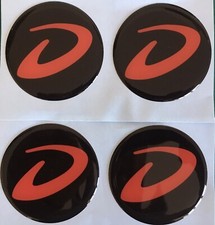 DETHLEFFS D MOTORHOME ALLOY WHEEL CENTRE CAPS STICKER BADGE DENT BLK RED X4 55mm