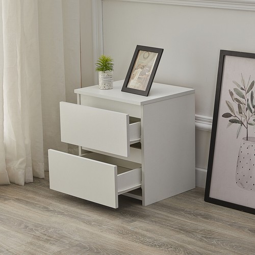White drawers bedside table - white, 2