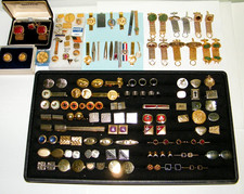 Large Collection of Cufflinks, Tie Bars, Pins, Masonic, Sterling, Dante