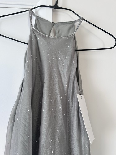 Zara silver halter neck maxi - neck,