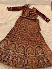 Rust Velvet Lehenga Choli Set