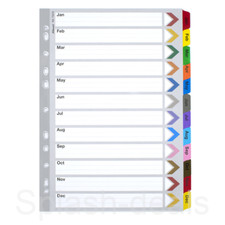 Rexel Monthly Subject Dividers -A4 File Filing Jan to Dec - Quality Mylar Tabs