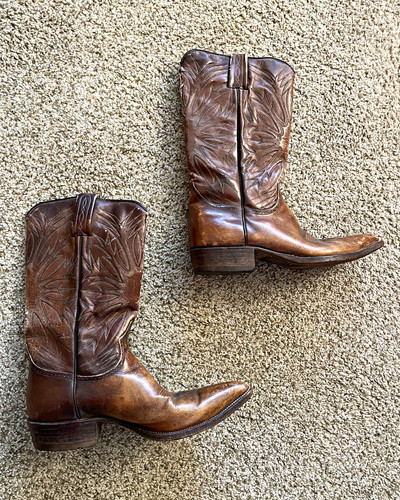 Dan post brown leather western - post,
