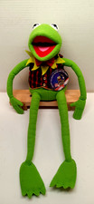 Vintage 80s Muppets Kermit The Frog 24" Plush w/Pinback Eden Toys Jim Henson VGC