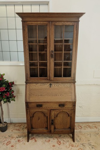Edwardian solid oak bookcase - edwardian,