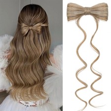 Bow Hair Clip Layered Bowknot Long Hairpiece Synthetic Women Barrettes Ponytail