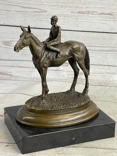 Jockey riding horse bronze - riding,