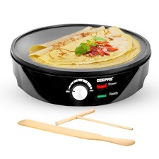 Pancake Crepe Maker Electric Non-Stick Cooking Plate + Free Utensils 1000W Black