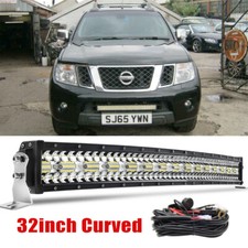 Curved 32" Front Bumper Bull Bar LED Light Bar Combo Wire For Nissan Navara 2015