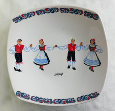 Vintage Figgjo Flint 9.5" Squared Serving Plate with Hardanger Dancers