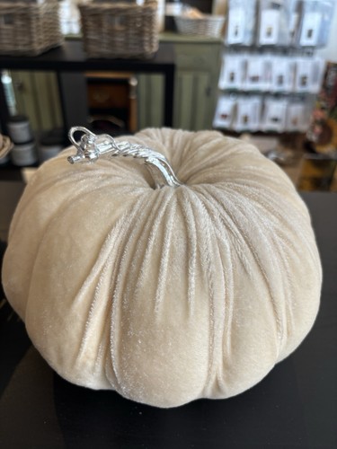 Large cream velvet pumpkin - velvet,