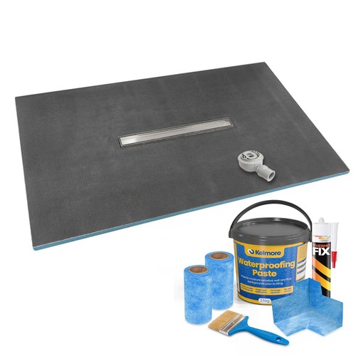 Wet room linear shower tray - room,