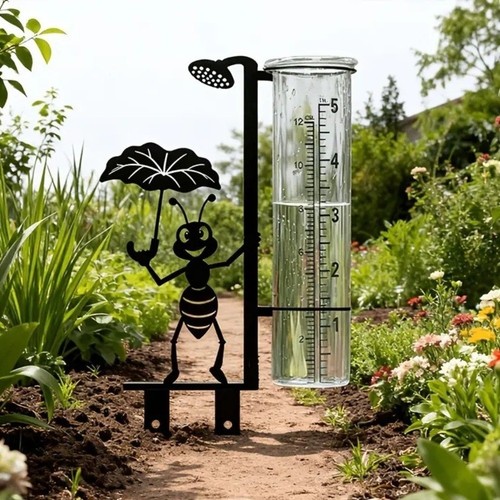 Metal rain gauge - gauge, stake,