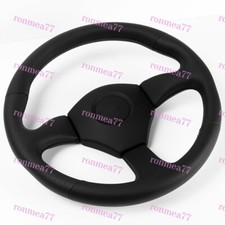 Black Stitch 355mm Leather 3" Deep Dish Steering Wheel For OMP MOMO Nismo Nissan