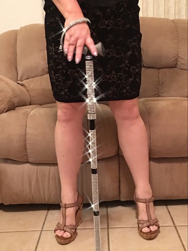 Silver diamanté walking cane - diamanté,