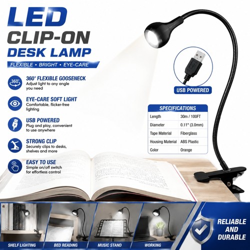 Usb led clip - clip‑on, lamp