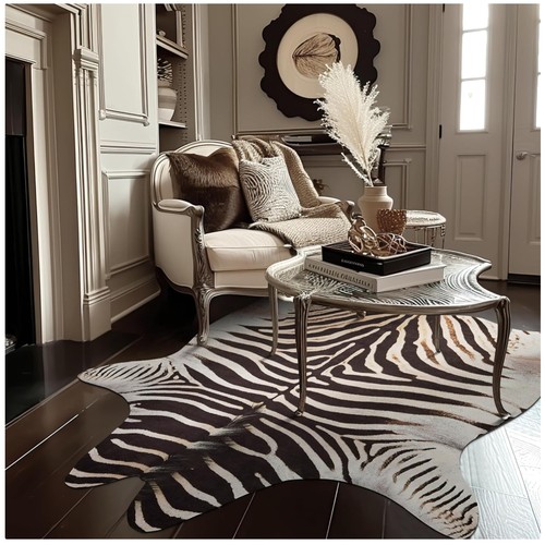 Zebra print area rug - area, faux