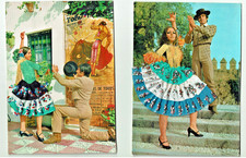 Spanish Flamenco Dancer 2 Postcards – real cloth  Lace & Sequin Dress – Savir