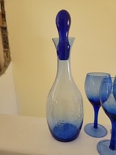 Art Deco Blue Etched Grape