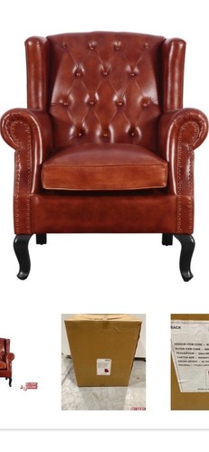 Gino wingback red leather - red,