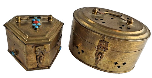 Set vtg brass boxes hinged - vtg,