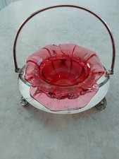 Victorian Antique Cranberry Glass  Dish 