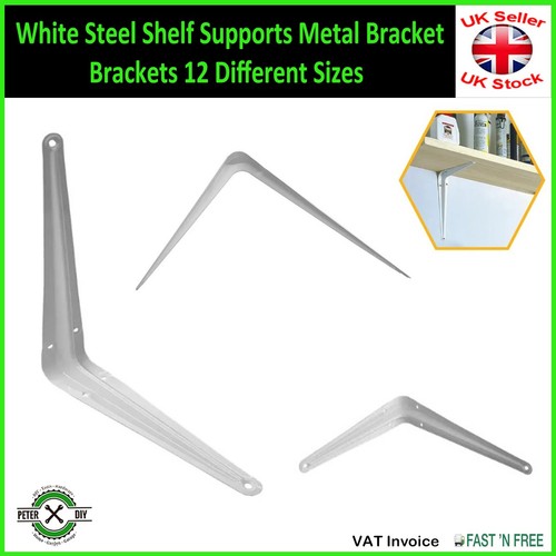 White steel shelf supports - white,